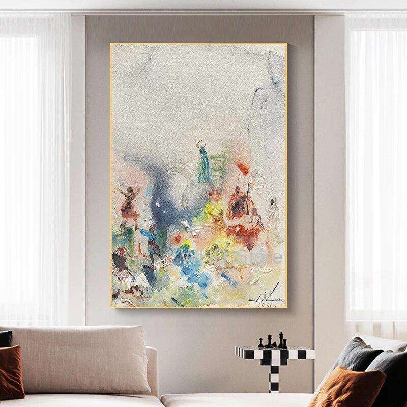 Salvador Dali People Living In The Spiritual World Canvas Painting Poster and Print | Wall Art Abstract Picture | Home Decor Cuadros